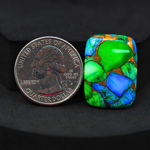 Natural Peacock Dahlia Cushion Cabochon 26x18mm 19ct - Peacock Blue-Green Composite - Pedra Gems