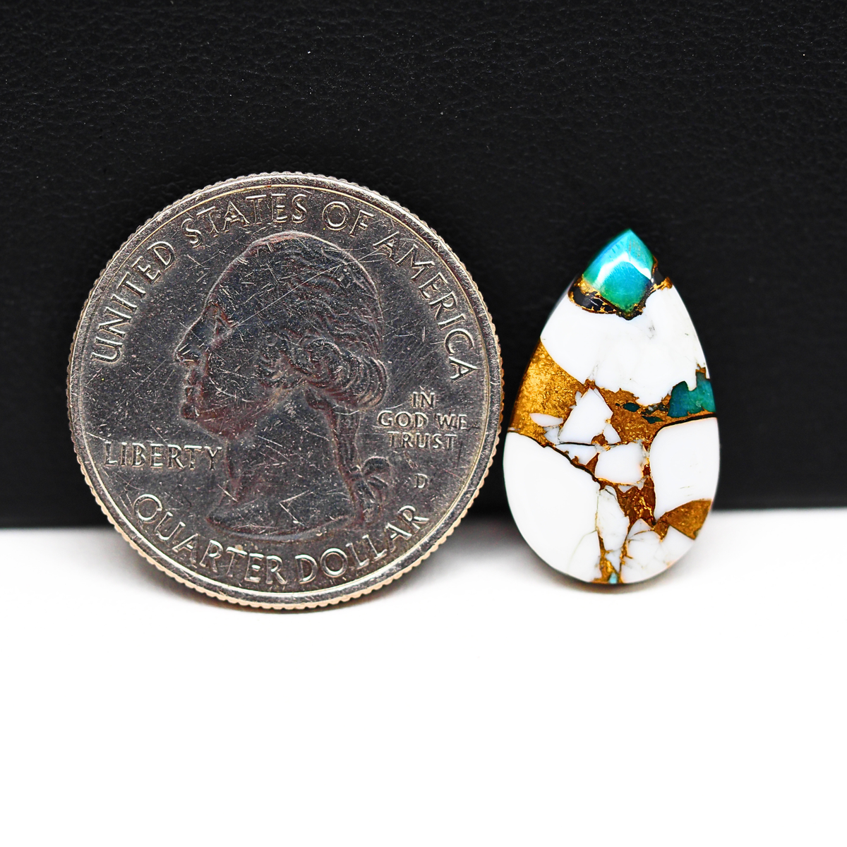 Turquoise & White Buffalo Cabochon 19x12mm 7.5ct Pear – Kingman, Arizona