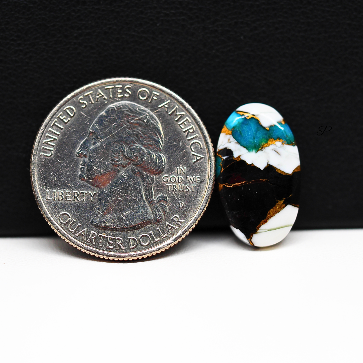 Turquoise & White Buffalo Cabochon 19x11mm 6.5ct Oval – Kingman, Arizona