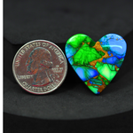 Natural Peacock Dahlia Heart Cabochon 26x26mm 21ct - Peacock Blue-Green Composite - Pedra Gems