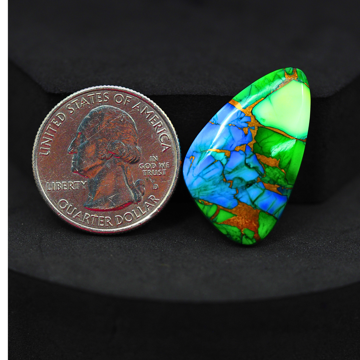 Natural Peacock Dahlia Freeform Cabochon 29x18mm 19.5ct - Peacock Blue-Green Composite - Pedra Gems