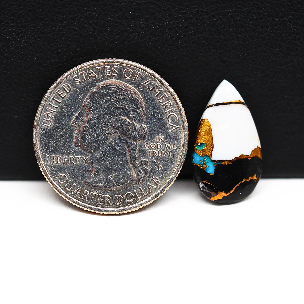 Turquoise & White Buffalo Cabochon 19x11mm 5.5ct Pear – Kingman, Arizona