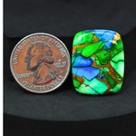 Natural Peacock Dahlia Cushion Cabochon 26x21mm 24ct - Peacock Blue-Green Composite - Pedra Gems