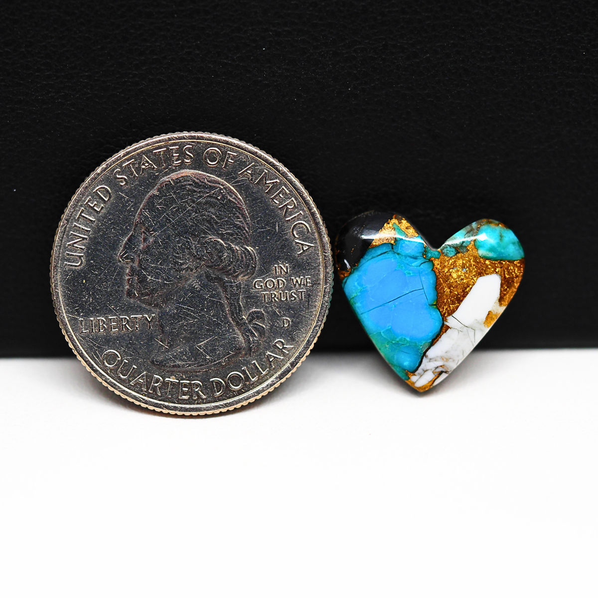 Turquoise & White Buffalo Cabochon 15x16mm 7.5ct Heart – Kingman, Arizona