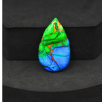 Natural Peacock Dahlia Pear Cabochon 27x16mm 13ct - Peacock Blue-Green Composite - Pedra Gems