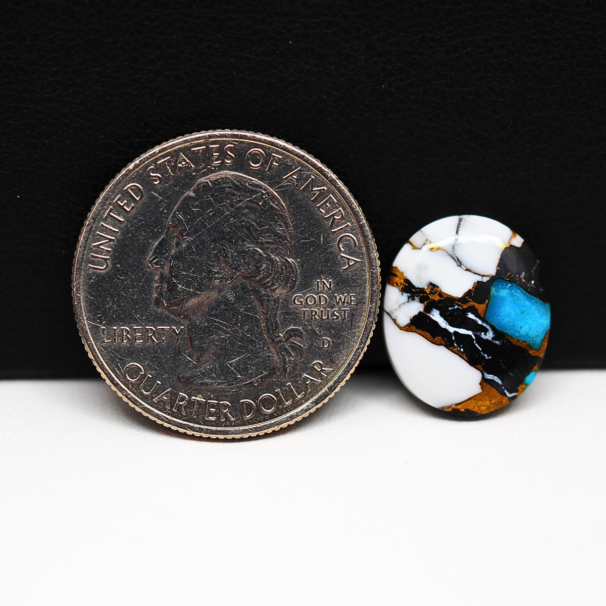 Turquoise & White Buffalo Cabochon 15x13mm 6.5ct Oval – Kingman, Arizona