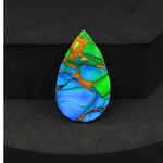 Natural Peacock Dahlia Pear Cabochon 27x16mm 13ct - Peacock Blue-Green Composite - Pedra Gems