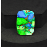 Natural Peacock Dahlia Cushion Cabochon 29x21mm 22ct - Peacock Blue-Green Composite - Pedra Gems