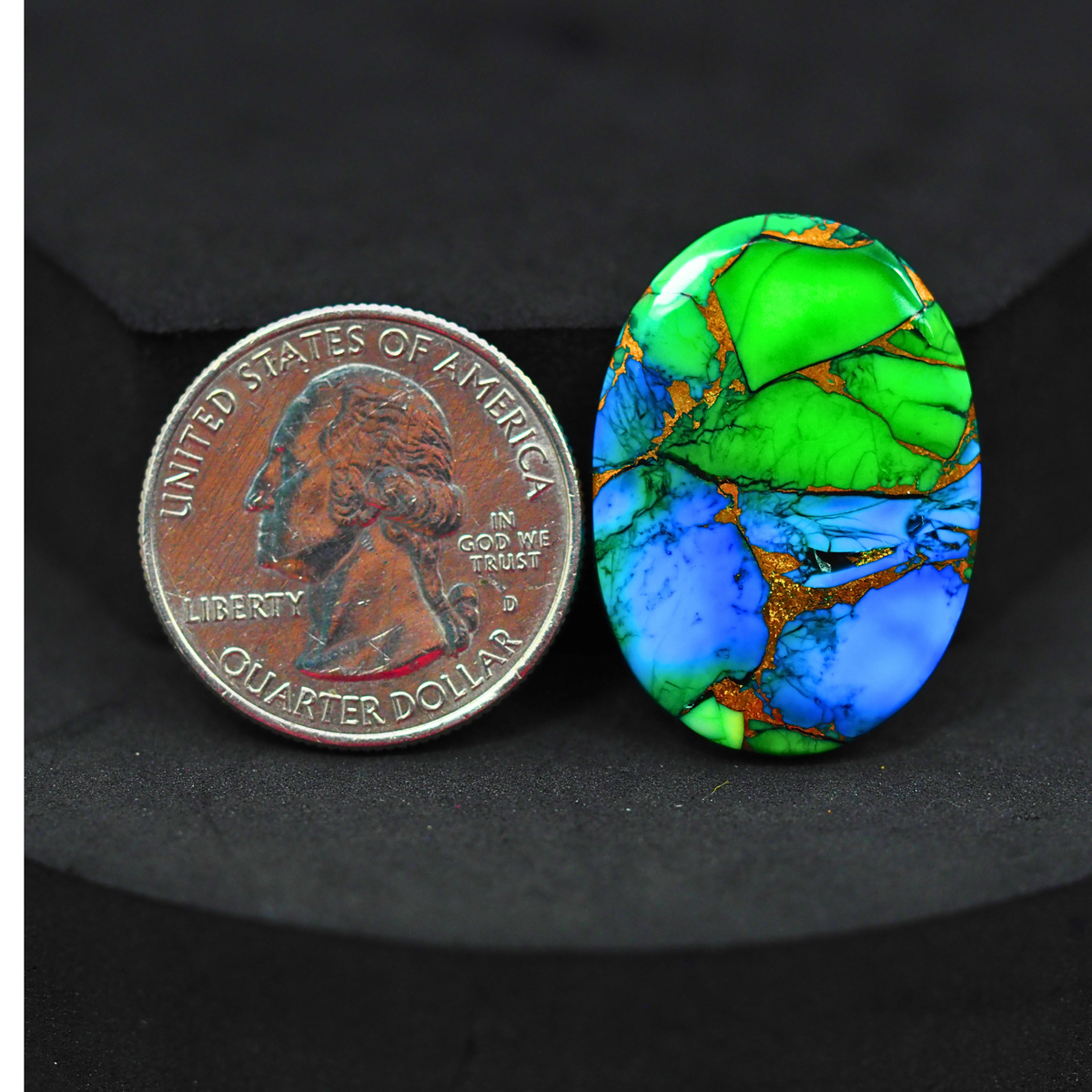 Natural Peacock Dahlia Oval Cabochon 29x21mm 22.5ct - Peacock Blue-Green Composite - Pedra Gems
