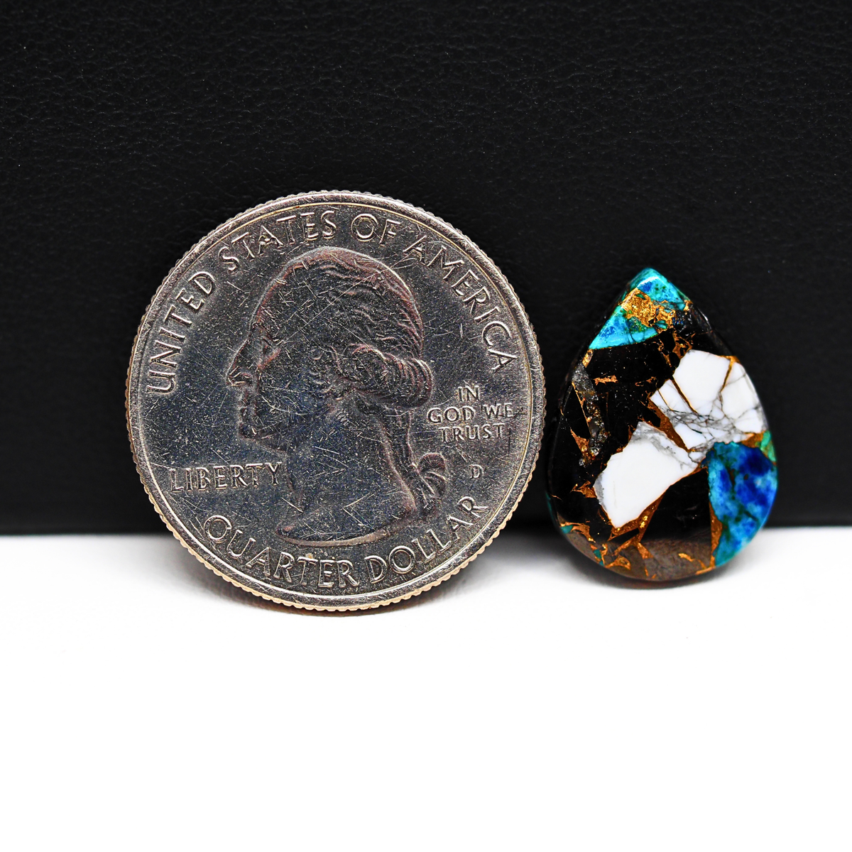 Turquoise & White Buffalo Cabochon 18x13mm 5.5ct Pear – Kingman, Arizona