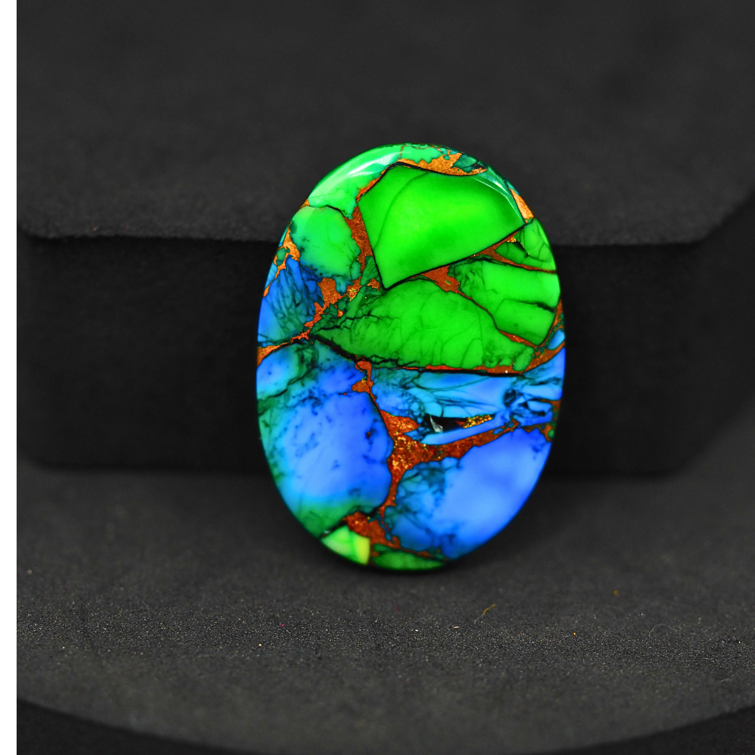 Natural Peacock Dahlia Oval Cabochon 29x21mm 22.5ct - Peacock Blue-Green Composite - Pedra Gems