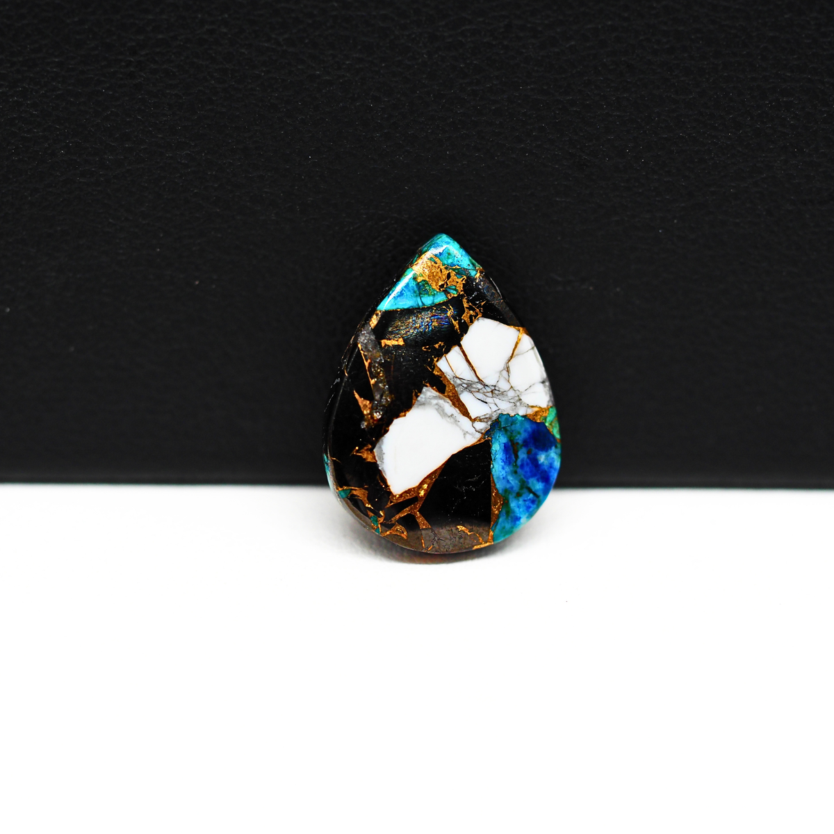 Turquoise & White Buffalo Cabochon 18x13mm 5.5ct Pear – Kingman, Arizona