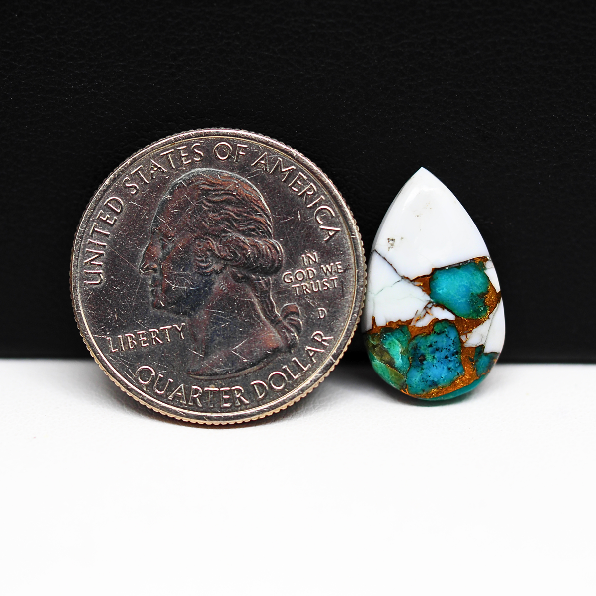 Turquoise & White Buffalo Cabochon 19x12mm 6.5ct Pear – Kingman, Arizona