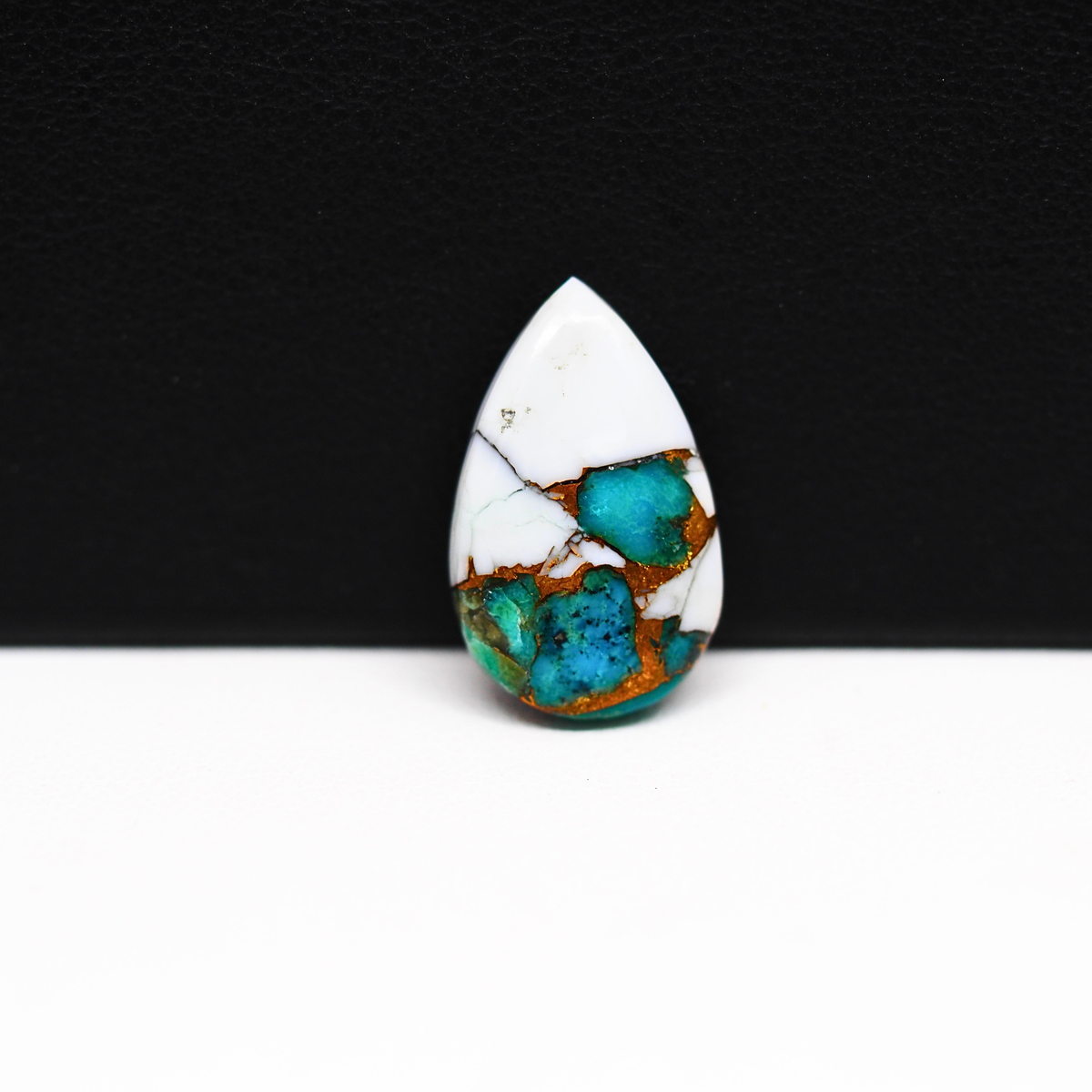 Turquoise & White Buffalo Cabochon 19x12mm 6.5ct Pear – Kingman, Arizona