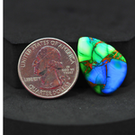 Natural Peacock Dahlia Freeform Cabochon 25x17mm 15.5ct - Peacock Blue-Green Composite - Pedra Gems
