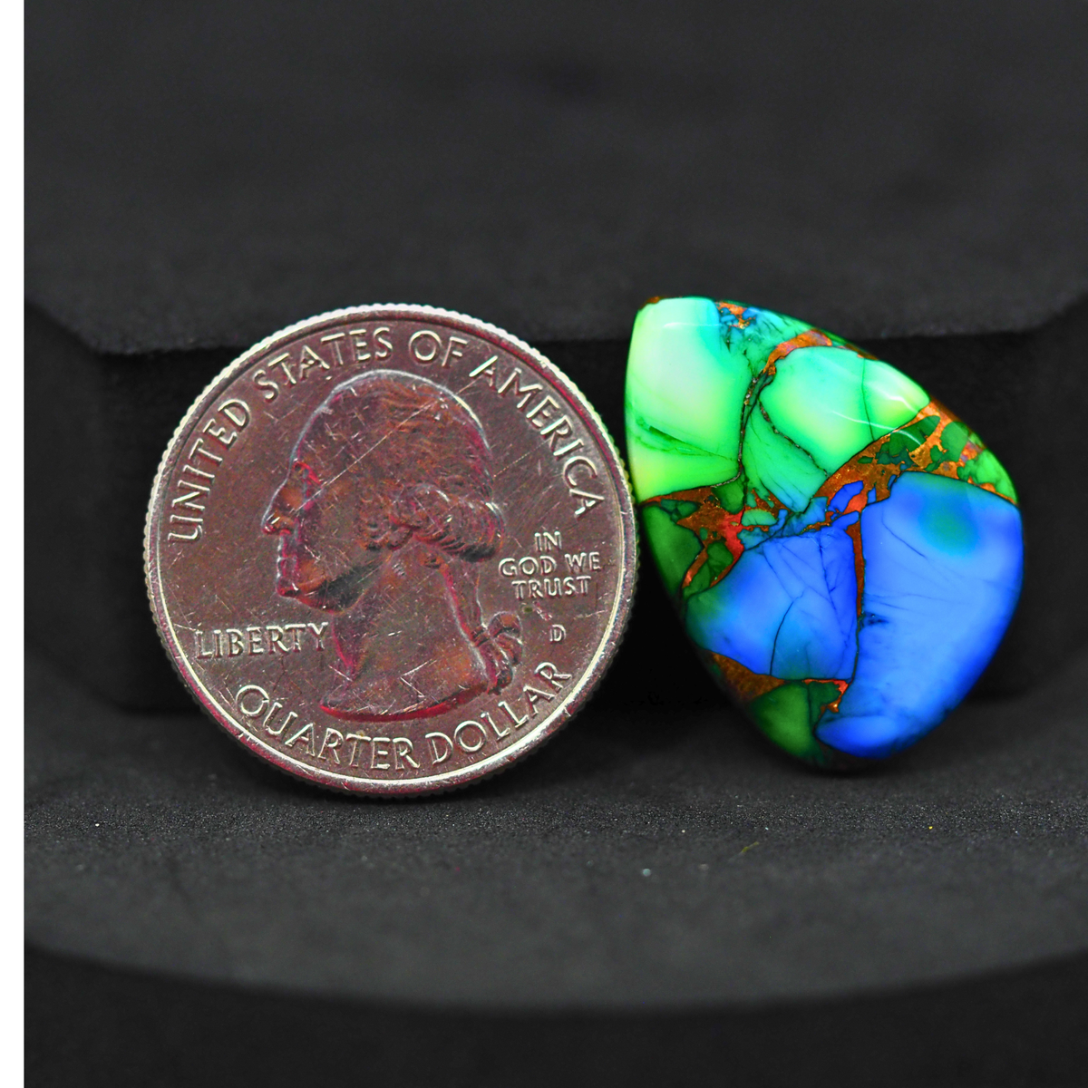 Natural Peacock Dahlia Freeform Cabochon 25x17mm 15.5ct - Peacock Blue-Green Composite - Pedra Gems