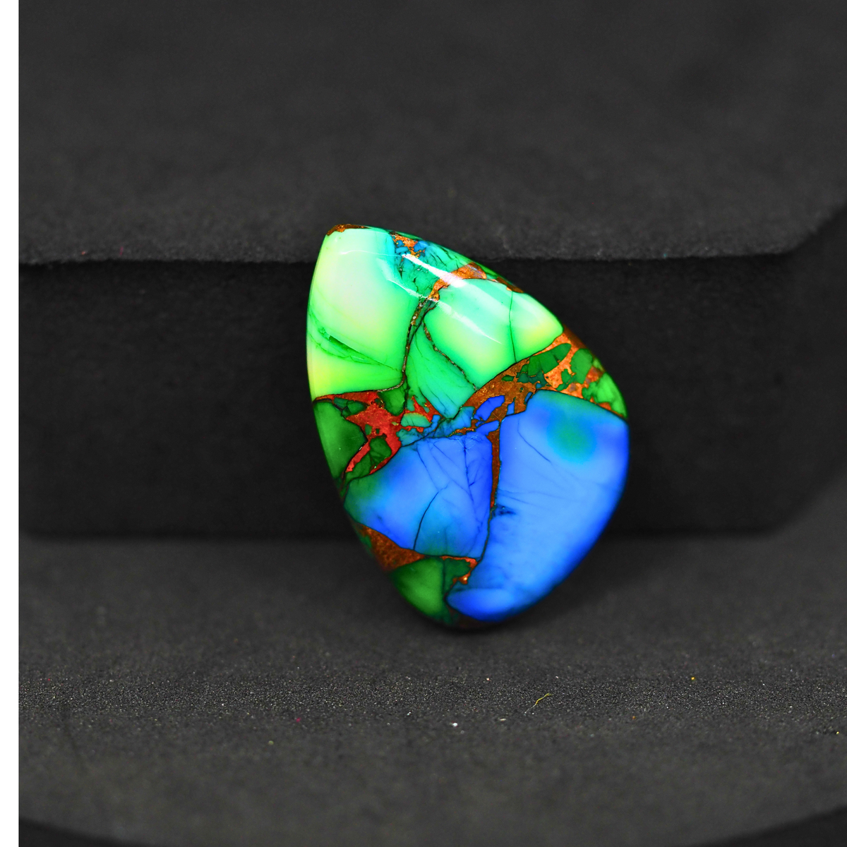 Natural Peacock Dahlia Freeform Cabochon 25x17mm 15.5ct - Peacock Blue-Green Composite - Pedra Gems