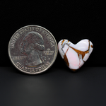 Stabilized Pink Dahlia Heart Cabochon 16x17x4mm 9ct - soft pink and white with bronze veining, Kingman Arizona - Pedra Gems.