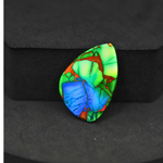 Natural Peacock Dahlia Freeform Cabochon 25x17mm 15.5ct - Peacock Blue-Green Composite - Pedra Gems