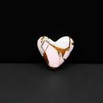 Stabilized Pink Dahlia Heart Cabochon 16x17x4mm 9ct - soft pink and white with bronze veining, Kingman Arizona - Pedra Gems.