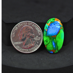 Natural Peacock Dahlia Oval Cabochon 26x15mm 15.5ct - Peacock Blue-Green Composite - Pedra Gems