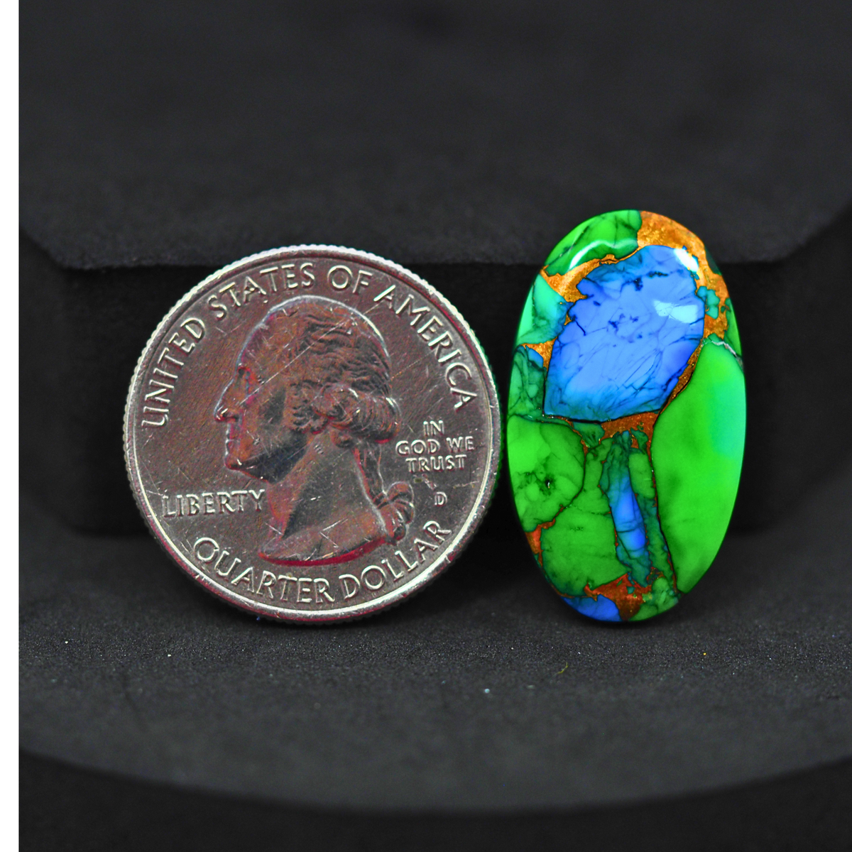 Natural Peacock Dahlia Oval Cabochon 26x15mm 15.5ct - Peacock Blue-Green Composite - Pedra Gems