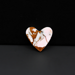Stabilized Pink Dahlia Heart Cabochon 16x17x4mm 9ct - soft pink and white with bronze veining, Kingman Arizona - Pedra Gems.