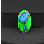 Natural Peacock Dahlia Oval Cabochon 26x15mm 15.5ct - Peacock Blue-Green Composite - Pedra Gems