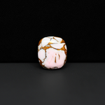 Stabilized Pink Dahlia Cushion Cabochon 17x14x3mm 8.5ct - soft pink and white with bronze veining, Kingman Arizona - Pedra Gems.