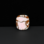 Stabilized Pink Dahlia Cushion Cabochon 17x14x3mm 8.5ct - soft pink and white with bronze veining, Kingman Arizona - Pedra Gems.
