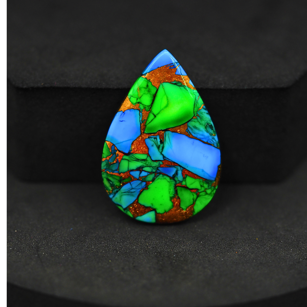 Natural Peacock Dahlia Pear Cabochon 29x20mm 18.5ct - Peacock Blue-Green Composite - Pedra Gems