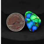 Natural Peacock Dahlia Freeform Cabochon 24x19mm 17ct - Peacock Blue-Green Composite - Pedra Gems