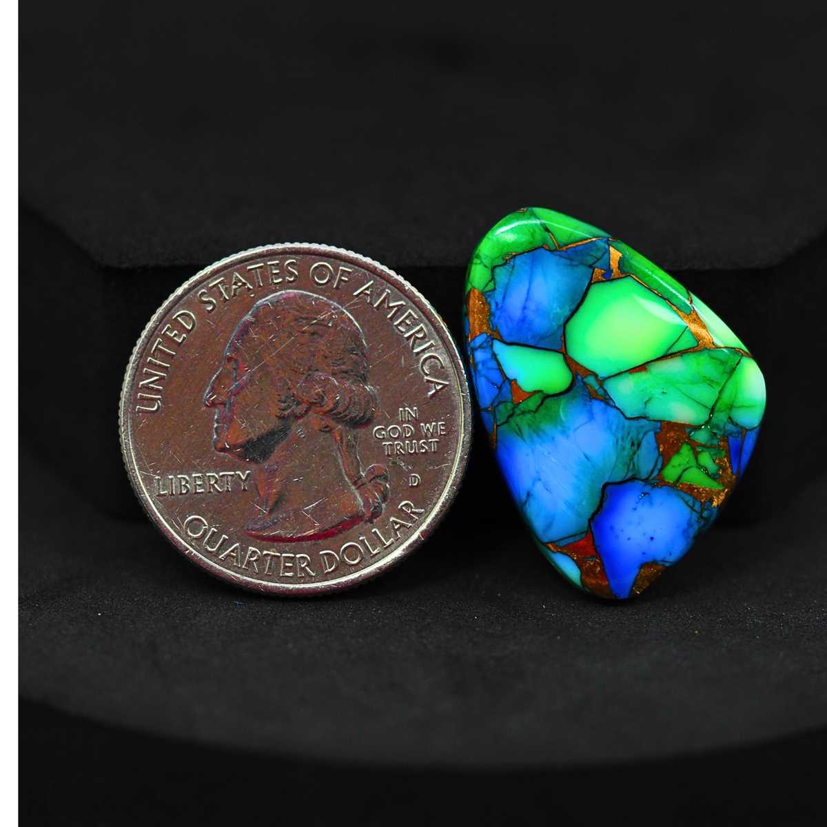 Natural Peacock Dahlia Freeform Cabochon 24x19mm 17ct - Peacock Blue-Green Composite - Pedra Gems