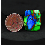 Natural Peacock Dahlia Cushion Cabochon 28x22mm 27ct - Peacock Blue-Green Composite - Pedra Gems
