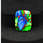 Natural Peacock Dahlia Cushion Cabochon 28x22mm 27ct - Peacock Blue-Green Composite - Pedra Gems