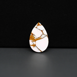 Stabilized Pink Dahlia Pear Cabochon 19x13x3mm 8.5ct - soft pink and white with bronze veining, Kingman Arizona - Pedra Gems.