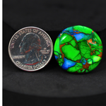 Natural Peacock Dahlia Round Cabochon 26x26mm 25.5ct - Peacock Blue-Green Composite - Pedra Gems
