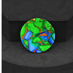 Natural Peacock Dahlia Round Cabochon 26x26mm 25.5ct - Peacock Blue-Green Composite - Pedra Gems