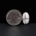 Stabilized Pink Dahlia Oval Cabochon 18x10x3mm 6.5ct - soft pink and white with bronze veining, Kingman Arizona - Pedra Gems.