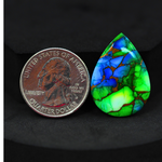Natural Peacock Dahlia Pear Cabochon 29x20mm 18.5ct - Peacock Blue-Green Composite - Pedra Gems
