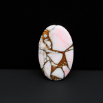 Stabilized Pink Dahlia Oval Cabochon 27x17x3mm 12.5ct - soft pink and white with bronze veining, Kingman Arizona - Pedra Gems.