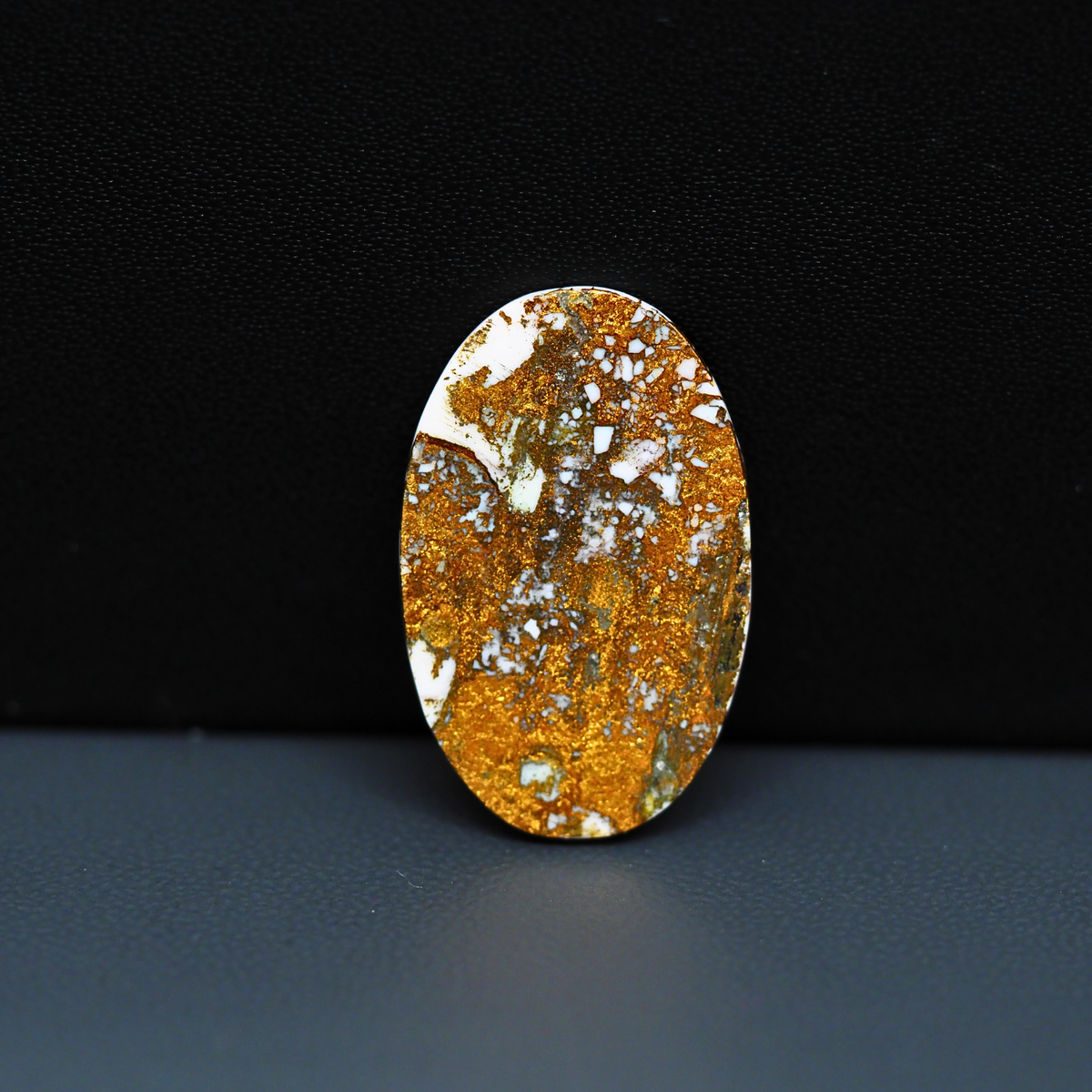 Stabilized Pink Dahlia Oval Cabochon 27x17x3mm 12.5ct - soft pink and white with bronze veining, Kingman Arizona - Pedra Gems.