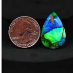 Natural Peacock Dahlia Pear Cabochon 28x29mm 15ct - Peacock Blue-Green Composite - Pedra Gems
