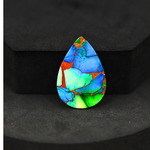 Natural Peacock Dahlia Pear Cabochon 28x29mm 15ct - Peacock Blue-Green Composite - Pedra Gems