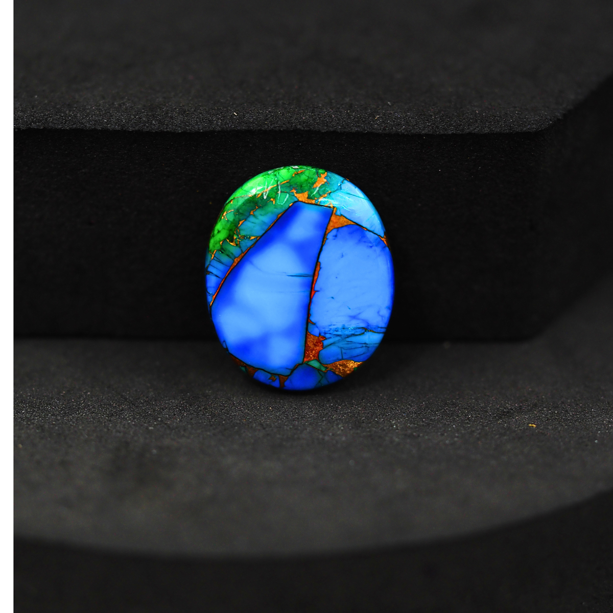 Natural Peacock Dahlia Oval Cabochon 18x15mm 8.5ct - Peacock Blue-Green Composite - Pedra Gems