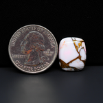 Stabilized Pink Dahlia Cushion Cabochon 16x13x4mm 10ct - soft pink and white with bronze veining, Kingman Arizona - Pedra Gems.