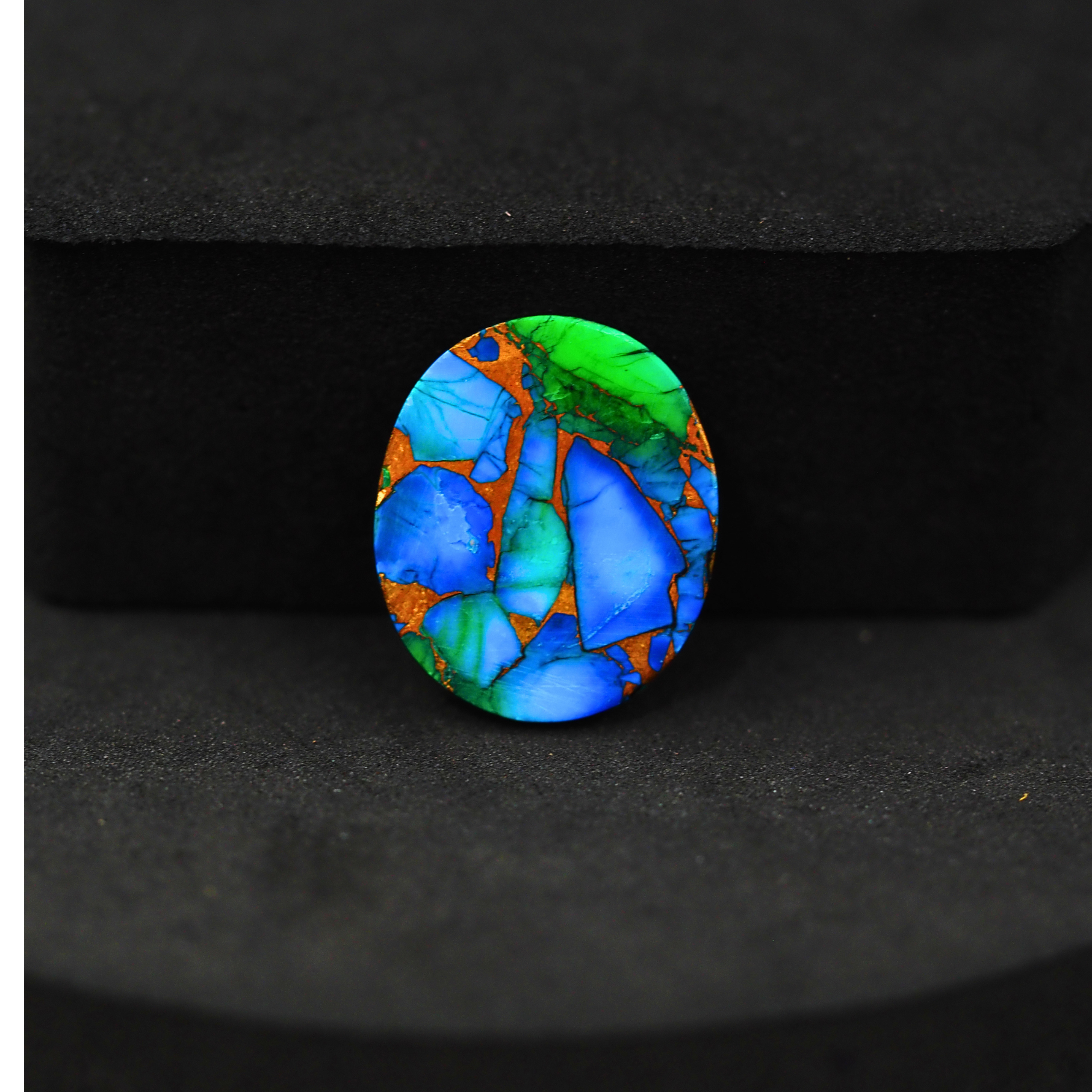 Natural Peacock Dahlia Oval Cabochon 18x15mm 8.5ct - Peacock Blue-Green Composite - Pedra Gems