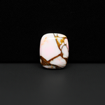 Stabilized Pink Dahlia Cushion Cabochon 16x13x4mm 10ct - soft pink and white with bronze veining, Kingman Arizona - Pedra Gems.