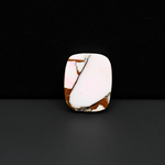 Stabilized Pink Dahlia Cushion Cabochon 16x13x4mm 10ct - soft pink and white with bronze veining, Kingman Arizona - Pedra Gems.