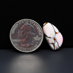 Stabilized Pink Dahlia Freeform Cabochon 21x12x3mm 8.5ct - soft pink and white with bronze veining, Kingman Arizona - Pedra Gems.